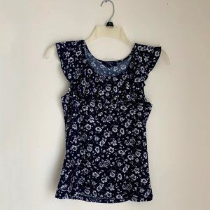 Floral Short Frill Sleeve Blouse